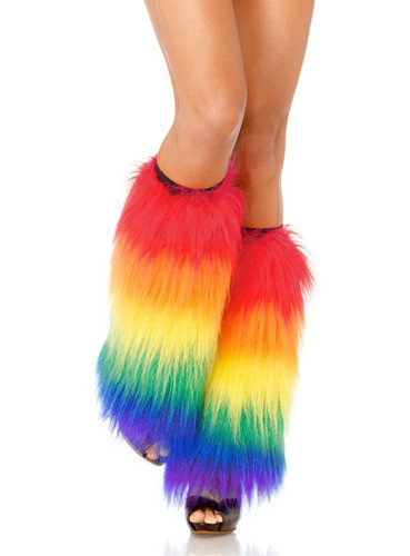 Fuzzy Rainbow Leg Warmers (Pair) - LGBT Gay and Le...