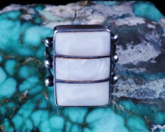 Vintage White Mother of Pearl Inlay Ring | Turquoi...