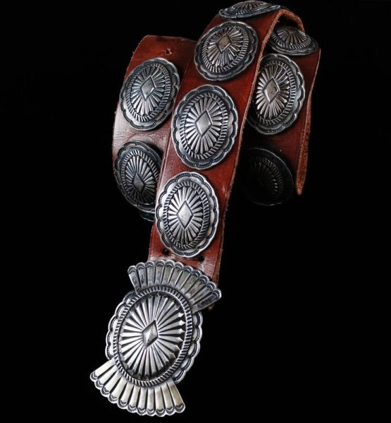 Vintage Sterling Silver Concho Belt | Turquoise Di...